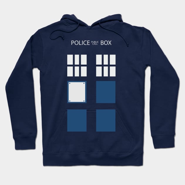 United Kingdom - Retro Blue Police Public Call Box Silhouette Hoodie by EDDArt